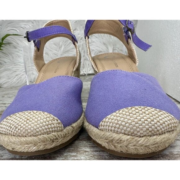 Journee Collection Ashlyn Wedge Sandal Women’s 8.5 WIDE Purple Runs 1/2 Size Lg - Picture 2 of 12